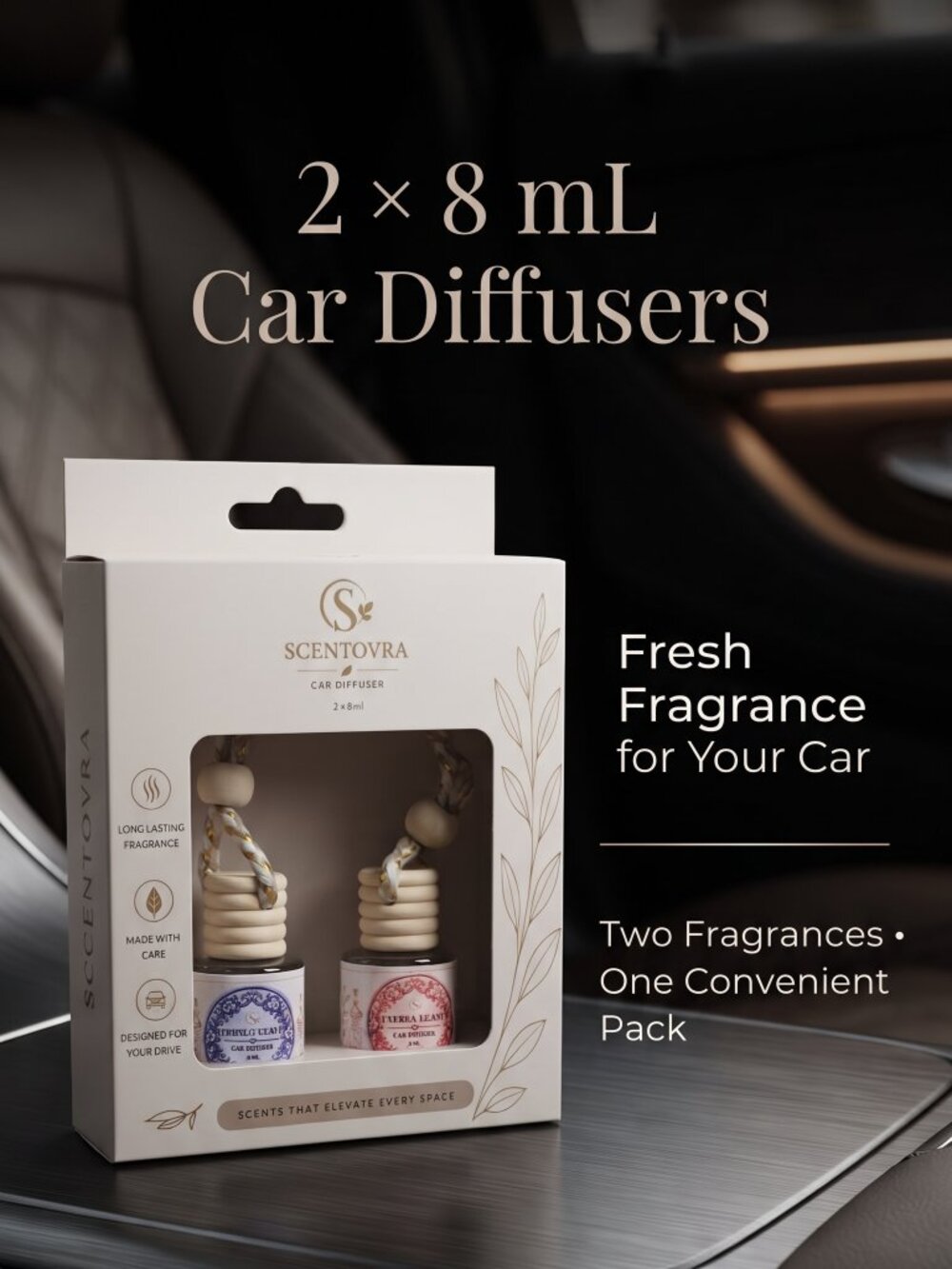 Car Diffuser 1 Pack (Pair of bottles) - Flora Fresh and Citrus Blast